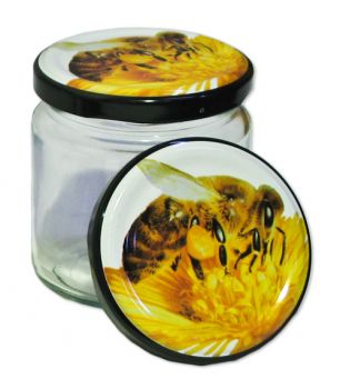 Neutrale Honiggläser 250 g Twist -off mit Bienendeckel