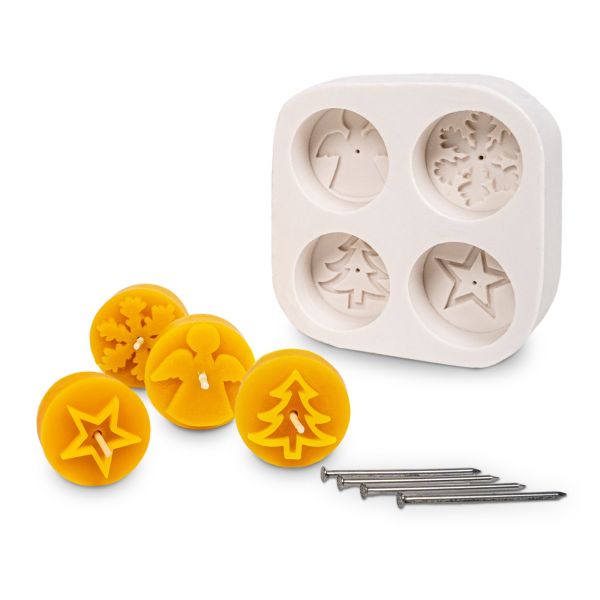 Gießform 4er Teelicht "Weihnachten"